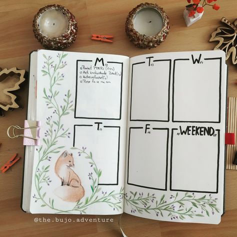 Fox Bujo Theme, Forest Journal Ideas, Bujo Drawings, 2025 Bujo, March Journal, November Bujo, Dnd Journal, 2024 Bujo, Journal 2023