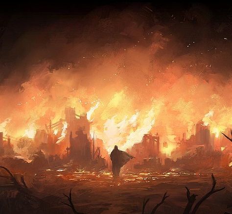 Burning City, 다크 판타지, 판타지 아트, Environment Concept Art, 영감을 주는 캐릭터, Book Inspiration, Fantasy Landscape, Dark Fantasy Art, Fantasy World