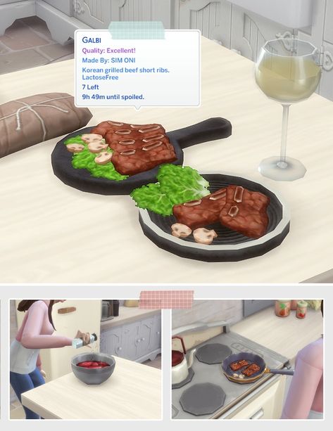 August 2021 Recipe_Galbi Grilled Beef Short Ribs, The Sims 4 Pack, Strawberry Sandwich, Sims Gameplay, Sims 4 Kitchen, Recipe Strawberry, Sims 4 Traits, Sims 4 Cas Mods, Gourmet Meals