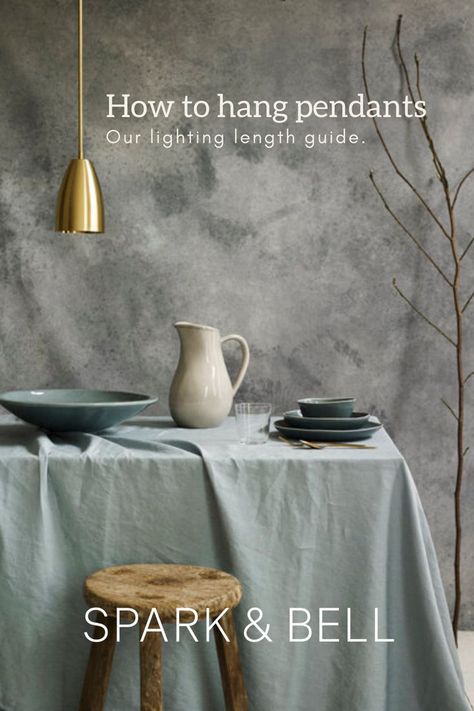 What is the best height for hanging a pendant light over a kitchen counter, dining table or even in your living room? We have re-created our guide to be even clearer and really help you choose the best lengths for your pendants. From fabric cable to solid stem chandelier this guide covers it all. Focusing on dining tables, kitchen worktops and islands as well as standard floor to ceiling spaces. Pendant Light Dining Table, Dining Table Lights, Kitchen Counter Dining, Dining Pendant Light, Counter Dining Table, Table Pendant Light, Perfect Pantry, Dining Table Light, Hanging Lighting