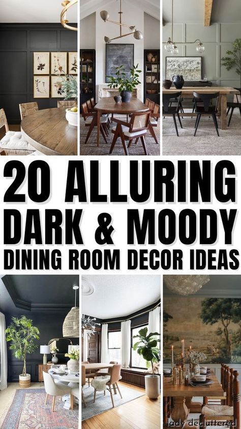 Dark And Moody Dining Room, Moody Home Aesthetic, Black Dining Room Ideas, Gothic Home Aesthetic, Green Dining Room Walls, Moody Home Office, Moody Dining Room, Dining Room Wall Color, Moody Home Decor