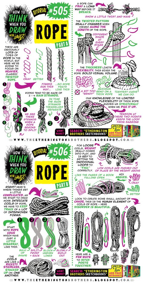 Rope Tutorial, Prosthetic Limbs, Rope Drawing, Etherington Brothers, Graffiti Ideas, Comic Tutorial, Art Advice, How To Think, Art Skills