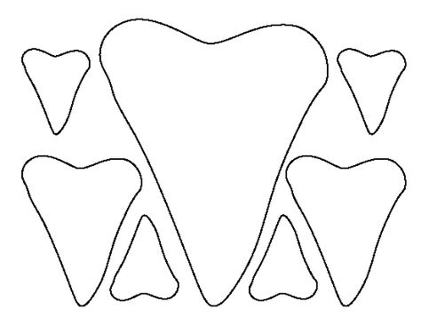 Shark teeth pattern. Use the printable outline for crafts, creating stencils, scrapbooking, and more. Free PDF template to download and print at http://patternuniverse.com/download/shark-teeth-pattern/ Shark Teeth Template, Tooth Template, Shark Teeth Crafts, Tooth Outline, Shark Week Crafts, Shark Week Party, Crab Crafts, Shark Craft, Ocean Theme Preschool