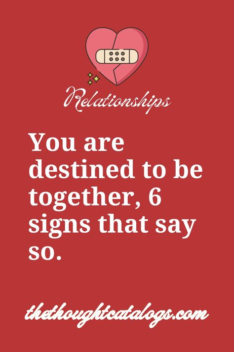 You are destined to be together, 6 signs that say so.
relationships, relationshipgoals, relationshipquotes, relationshippsychology, relationshipdynamics, relationshipadvice, relationshipadviceforwomen, relationshipquotesforhim, relationshipquestions, relationshipquestionstoaskeachother, relationshipquestionsgame, relationshipquestionstoaskeachotherbeforemarriage, relationshipquotesdeepfeelings Relationship Trust Quotes, Love Advice Quotes, Relationship Advice Questions, Fixing Relationships, Destined To Be Together, Relationship Repair, Romance Couple, Relationships Are Hard, Funny Relationship Memes