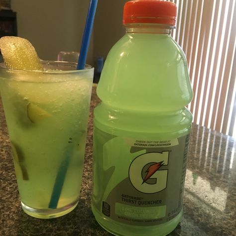 Homemade Pickle Slush: put a Gatorade Lime Cucumber in the freezer and shake every 20 minutes you will do this 6x-12x (20 minute increments) until desired consistency. Dress your slushy as desired. Cucumber Lime Gatorade, Cucumber Gatorade, Diy Gatorade, Gatorade Zero, Burr Basket, Slushie Recipe, School Products, Kids Inspo, Homemade Pickles