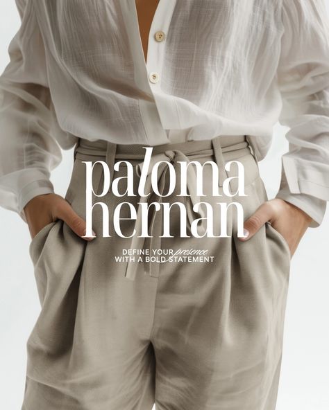 Visual Identity design for Paloma Hernan, a premium, high-end fashion brand. 🤍 At Designs by Gabi, we create bespoke, delightful, memorable visual identity designs that truly represent your business values and connect with high-end customers. If you're ready to LEVEL UP inquiry from the link in bio! Let's create a brand identity you'll be proud of! . . . #logodesign #design #logo #stylist #brand #business #minimalist #minimalistbranding #logomaker #luxurybranding #fashionlover #logodesign... Fashion Brand Identity Design, Fashion Stylist Logo, Fashion Brand Identity, Stylist Branding, Business Values, Brand Messaging, Brand Stylist, Create A Brand, Brand Voice