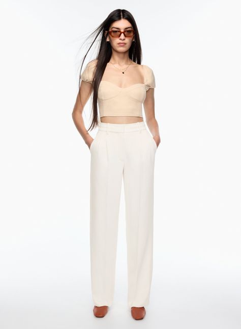 Discover | Aritzia US Effortless Pants, Effortless Pant, Crepe Trousers, Knife Pleats, High Waisted Wide Leg Pants, Future Clothes, Black Wide Leg Pants, Cropped Flares, Trouser Style