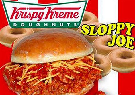 Krispy Kreme sloppy Joe- and other ideas... Doughnut Bun, Sloppy Joes Sandwich, State Fair Food, Krispy Kreme Doughnut, Gross Food, Bacon Sandwich, Fast Food Items, Sloppy Joe, Krispy Kreme