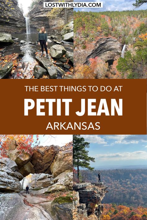 Petit Jean State Park is the most beautiful place in Arkansas! This guide covers the best hiking trails and more information on visiting Petit Jean. Places To Visit In Arkansas, Arkansas Road Trip, Arkansas Vacations, Petit Jean State Park, Usa Places To Visit, Arkansas Travel, Vacation Locations, Travel Bucket List Usa, Hiking Destinations