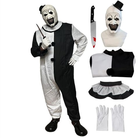 PRICES MAY VARY. Packaging includes: jumpsuit+gloves+mask Materials: Art The Clown Cosplay Costume are made of thick polyester fabric. Soft and breathable, comfortable to wear. Size Note: Asian size smaller than US size. We suggest that you order one size up than you normally do! The real color of the item may be slightly different from the pictures.Please understand Occasions: Halloween, Home, Dinner, Party, Cosplay, Travel,Stage, Casual wear, Sports, Outdoor, Birthday gift, Christmas, Theme pa Art The Clown Terrifier Costume, Art The Clown Costume, Terrifier Costume, Halloween Costume With Mask, Clown Jumpsuit, Home Dinner Party, Gloves Mask, Costume With Mask, Costume Clown