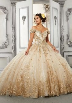 Gold Quinceanera Dresses, Embroidered Ball Gown, Quince Stuff, Quincenera Dresses, Quinceañera Dresses, Quinceañera Ideas, Quinceñera Dresses, Quinceanera Ideas, Quince Ideas