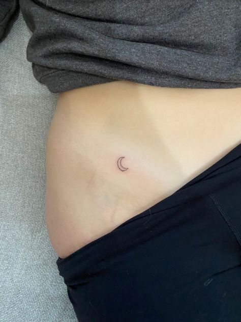 Handpoked by me Moon And Star Hip Tattoo, Crescent Moon Hip Tattoo, Hip Moon Tattoo, Moon Tattoo On Hip, Moon Tattoo Hip, Moon Hip Tattoo, Tiny Moon Tattoo, Hip Bone Tattoo, Tattoo On Hip Bone