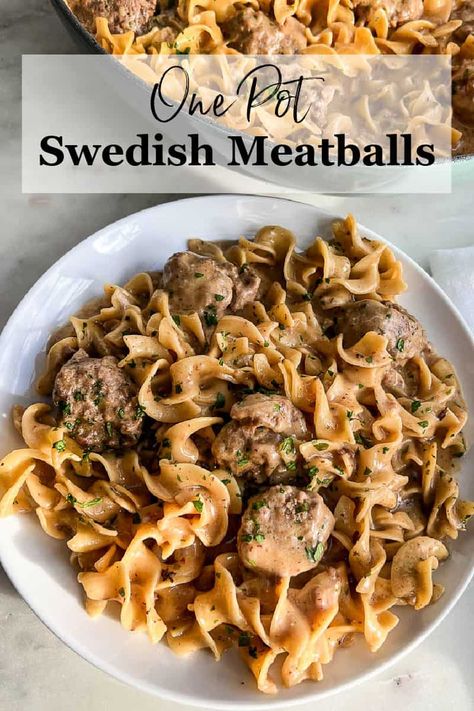 Meatballs And Noodles Recipe, Swedish Meatballs With Egg Noodles, Meatballs With Egg Noodles, Sweetish Meatballs Recipe, Meatball Pasta Recipes, Meatballs With Pasta, Homemade Swedish Meatballs, Swedish Meatballs Easy, Egg Noodle Recipes