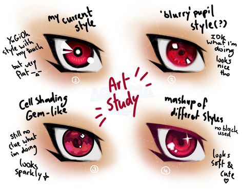 So recently I posted that I want to improve my shading techniques because I feel like they don't match my lineart. I felt like the eyes were the easiest to practice and also have the biggest impact on my art, since eyes are often the focal point of a drawing. The three styles I practiced are what I see pass by on the internet often and I feel like these are the most popular right now. So, what do you think? I personally like 3 & 4 because they still look detailed when zoomed out. I think I ... Yugioh Anime, Pharaoh Atem, Friend Art, Shading Techniques, Best Flats, Current Styles, A Drawing, Different Styles, Focal Point