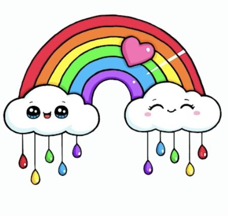 Rainbow Drawing, Circle Crafts, Images Kawaii, Anime Drawing Books, Rainbow Painting, Cute Kawaii Animals, Cute Doodles Drawings, Happy Paintings