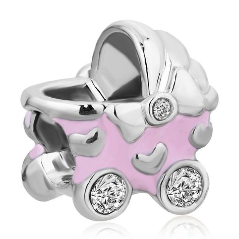 Charmed Craft Pink Enamel Baby Stroller Carriage Charms Clear Rhinestone Beads For Bracelets -- More info could be found at the image url. (This is an affiliate link and I receive a commission for the sales) #DIYPandoraBracelet Make Your Own Bracelet, Chemical Substances, Bracelets Charms, Charms Bracelets, Chain Bracelets, Fitness Bracelet, Baby Carriage, Discount Jewelry, Husband Birthday