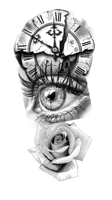 Clock Tattoo Design Men, Tatto Clock, Arm Tattoos Lettering, Clock And Rose Tattoo, Half Sleeve Tattoos Sketches, Bird Tattoos For Women, Rose Drawing Tattoo, Card Tattoo Designs, Native Tattoos