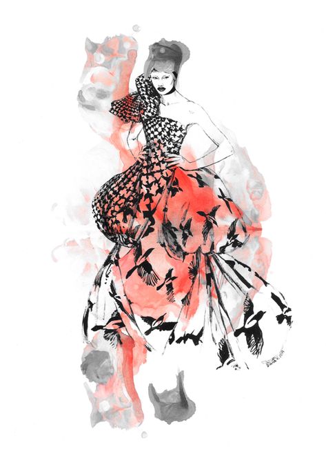 In love with Alexander Mcqueen. on Behance Rihanna Fashion, Fashion Study, 2009 Fashion, Fashion Croquis, Fashion Illustrators, Fashion Journal, Fashion Illustration Collage, Fashion Artwork, Fashion Illustration Sketches