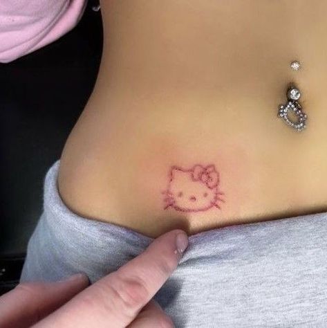 Kiss Tattoos, Hello Kitty Tattoos, Stomach Tattoos, Dream Tattoos, Belly Button Piercing, Rib Tattoo, Doll Parts, Hair Inspo Color, Inspirational Tattoos