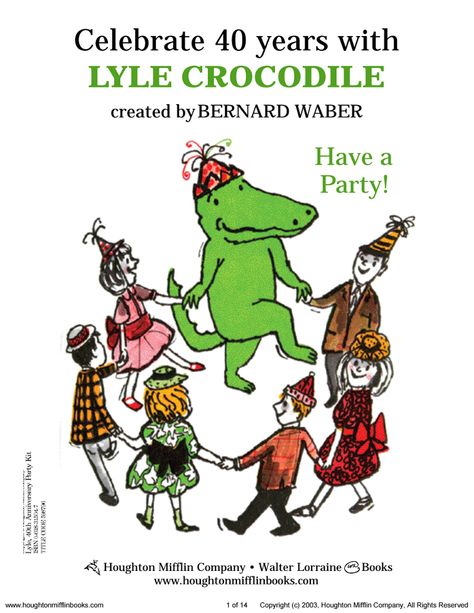 Lyle Crocodile Party, Lyle Lyle Crocodile Party, Lyle The Crocodile, Lyle Lyle Crocodile, Lyle Crocodile, Vintage Title, Virtual Birthday, Children's Book Characters, Kids Book Club