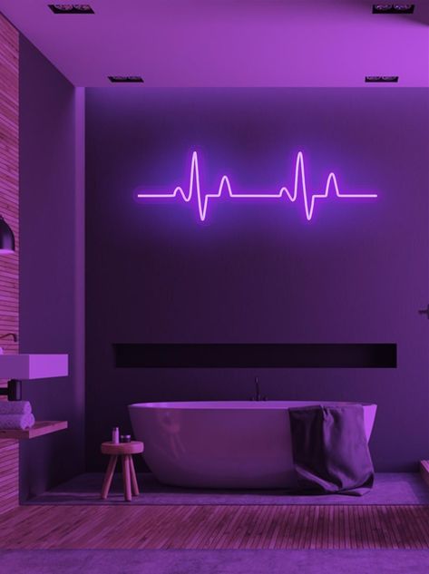 Neon Bedroom, Led Lighting Bedroom, Studio Interior Design, Sign Writing, Neon Design, Cute Bedroom Decor, Heart Beat, Room Makeover Bedroom, Sign Lighting