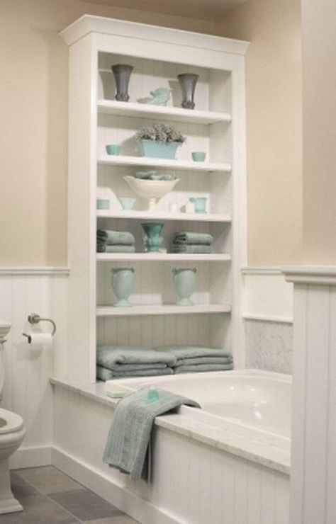 Bathroom Organizing And Storage Idea Makeover Kamar Mandi, Bathtub Surround, Bathroom Remodels, Bad Inspiration, Master Bath Remodel, Bathroom Door, Bathroom Redo, Bathroom Renos, House Projects