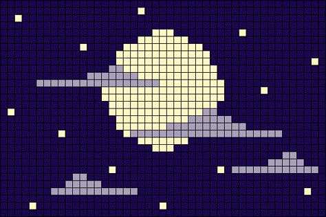 Night Sky Crochet, Celestial Pixel Art, Cloud Alpha Pattern, Graph Patterns, Easy Pixel Art, Bead Crochet Patterns, Pixel Drawing, Pixel Crochet, Sky Night