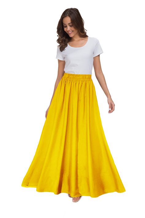 PRICES MAY VARY. 100% Polyester Imported Pull On closure Machine Wash Fabric: Chiffon; Elastic waist design and lined. Design: Solid color long maxi chiffon skirt with comes in variety of colors.Can match your different styles of shirts, T-shirts, high heels High quality chiffon, flowy and pretty,breathable when wearing it. Perfect for casual,vacation, cocktail party, evening and beach or more special occasions. Machine wash or hand wash cold water,hand wash recommended, do not bleach, hang dry Long Yellow Skirt, Maxi Skirt Vintage, Tie Dye Maxi Skirt, Womens Denim Skirts, Cotton Maxi Skirts, Long Denim Skirt, Ankle Length Skirt, Yellow Skirt, Heels High