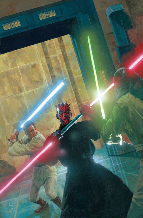 Darth Maul vs. Obi-Wan Kenobi and Qui-Gon Jinn wallpaper Anakin Vs Obi Wan, Dark Maul, Qui Gon, The Phantom Menace, Star Wars Wallpaper, Star Wars Artwork, Star Wars Fan Art, Darth Maul, Star Wars Images