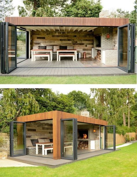 Design Per Patio, Bbq House, Yard Sheds, Backyard Storage Sheds, Backyard Storage, Modern Pergola, Pergola Design, Backyard Pergola, Backyard Playground