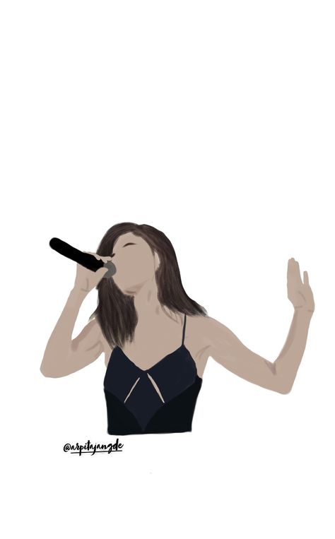 Girl Singing Drawing, Selena Gomez Black Dress, Singing Cartoon, Singer Drawing, Selena Gomez Poster, Space Mural, Book Goals, Singing Drawing, Girl Singing