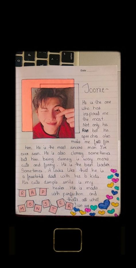 Namjoon journaling... #RM #Namjoon #BTS #BTS_journal #journal_ideas #journaling #latanshi Bts Journal Ideas, Scrapbook For Best Friend, Bts Journal, Friends Journal, Aesthetic Profile Picture Cartoon Soft, Bullet Journal Cover Ideas, Moon Journal, Doodle Pages, Pretty Journals