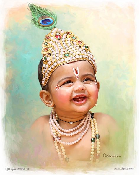 Small kid in krishna look portrait painting created by Oilpixel. Contact us for creating such an amazing digital portrait painting. Krishna Makeup Look For Kids, Little Krishna Makeup For Kids, Krishna Look For Kids, Krishna Makeup For Kids, Krishna Makeup, Krishna Baby, Digital Portrait Painting, Baby Boy Newborn Photography, Baby Photoshoot Boy