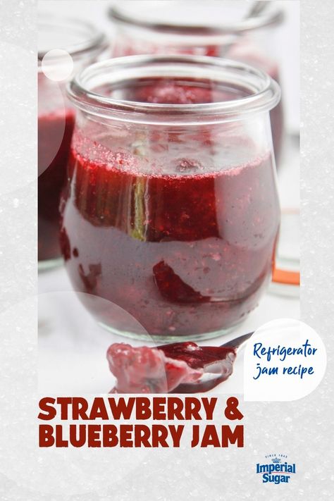 Strawberry Blueberry Jam Recipe, Strawberry Blueberry Jam, Blueberry Lemon Jam, Blueberry Jelly, Blueberry Jam Recipe, Banana Jam, Strawberries And Blueberries, Homemade Jams, Strawberry Jam Recipe