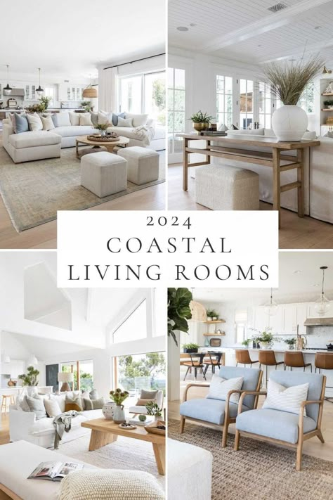 Beautiful modern coastal living room ideas and trends for 2024, with designer inspiration, decorating ideas, California casual design, beach house style, family rooms, decor, layout ideas, and more! California Coastal Living Room, Modern Coastal Living Room Ideas, Coastal Living Room Ideas, Modern Kitchen Pendants, Modern Coastal Living Room, California Apartment, Beach Theme Living Room, Beach House Bedroom, Modern Coastal Decor