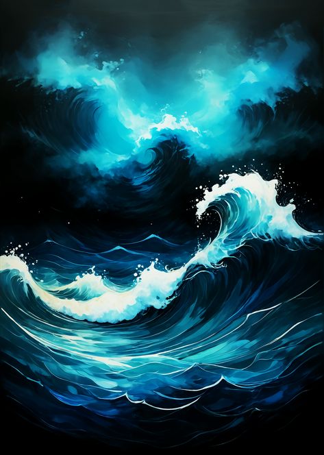 ocean waves, ocean love, sea, water, summer, summer wallpaper, summer home decor, ocean art, phone wallpaper, abstract art, summer aesthetic, vacation, peacefull, Ocean Art Aesthetic Wallpaper, Ocean Waves At Night, Japanese Ocean Art, Waves At Night, Night Aesthetic Wallpaper, Phone Wallpaper Abstract, Wallpaper Abstract Art, Art Phone Wallpaper, Ocean Wave Art