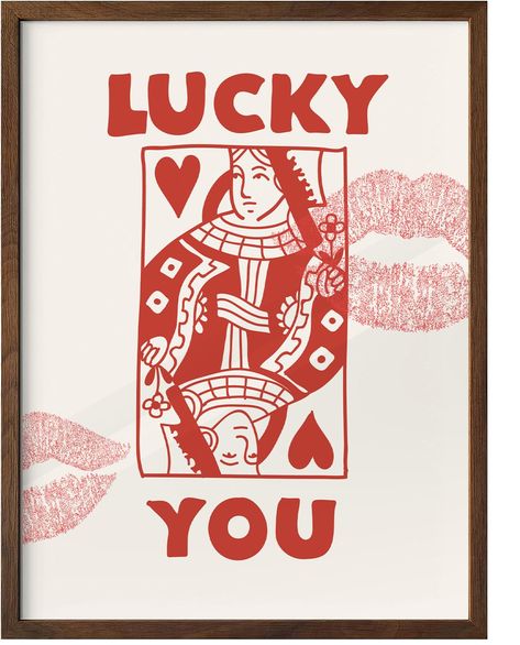 PRICES MAY VARY. 🃏 "Lucky You" Inspiration: Elevate your space with the iHery Lucky You Framed Wall Art. Measuring 12x16 inches, this framed piece captures the essence of luck and trendiness, making it a captivating addition to your décor. 😈 Queen of Hearts Elegance: Embrace the charm of the Queen of Hearts motif resonating through this print. The exquisite OAK wood frame adds a touch of sophistication, while the red Queen of Hearts poster creates a dynamic focal point. ❤️ Stylish Artistic Acc Queen Of Hearts Poster, Red Queen Of Hearts, Playing Card Poster, Hearts Poster, Acid Rock, Heart Poster, Card Poster, Vibes Art, Color Wall