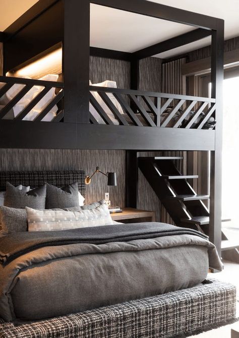 Design Tips to Create the Perfect Bunk Room Slate Interior Design, Fun Bunk Beds, Landing Interior Design, Room With Bunk Beds, Bunk Room Ideas, Bunk Bed Room, Bunk Bed Rooms, Adult Bunk Beds, Queen Bunk Beds