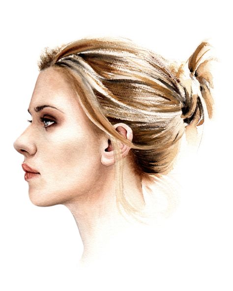 Hollywood Actresses Are Depicted in Breathtakingly Life-like Watercolor Portraits - My Modern Met Watercolor Portrait Tutorial, Side Portrait, Face Profile, Face Sketch, Female Profile, Side Profile, Fashion Painting, Illustration Girl, Ethereal Beauty