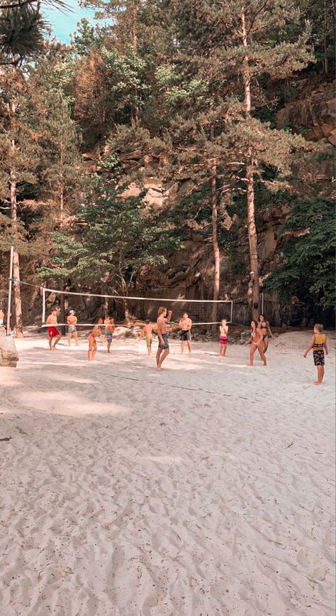 Stomp And Holler Aesthetic, Summer Volleyball Aesthetic, Sand Volleyball Aesthetic, Volleyball Friends, Summer Camp Aesthetic, Board Pictures, Vision Board Pictures, Outdoor Aesthetic, Camping Aesthetic