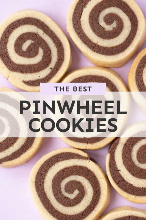 Amazing Pinwheel Cookies made from scratch. Buttery vanilla and chocolate cookie dough rolled together to make the most stunning, swirled cookies. These simple sugar cookies are surprisingly easy to make – and I’ll show you how to get that beautiful swirl every time. Recipe from sweetestmenu.com #pinwheel #cookies #baking Spiral Sugar Cookies, Swirl Sugar Cookies, Pinwheel Sugar Cookies, Pinwheel Cookies Recipe, Specialty Cookies, Buttery Sugar Cookies, Cookie Recipes Decorating, Homemade Truffles, Pinwheel Cookies