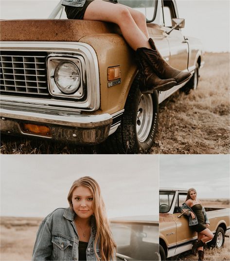 Girl Graduation Poses - Boise Senior Photographer Makayla Madden Photography Boise Foothills Country Rustic Senior Pictures Senior Girl Outfit Inspiration Idaho Hoffman Autob... Check more at https://quotes.shanni.me/girl-graduation-poses-4/ Truck Portrait Photography, Vintage Truck Senior Pics, Senior Photos With Old Truck, Senior Pictures With Truck, Vintage Truck Photoshoot, Truck Poses, Truck Senior Pictures, Truck Photography, Cowgirl Photoshoot