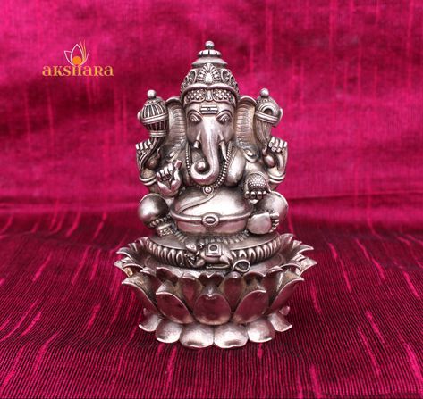 Silver Idols For Pooja, Silver Ganesha Idol, Silver Idols, Silver Statue, Hindu Jewelry, God Idols, Ganesha Idol, Ganapati Decoration, Shiva Tattoo Design