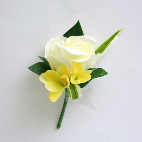 Yellow Freesia, Artificial Arrangements, Wedding Buttonholes, Daffodil Bouquet, Flower Girl Wreaths, Groom Buttonholes, Wedding Boutonnieres, Silk Wedding Flowers, Chelsea Wedding