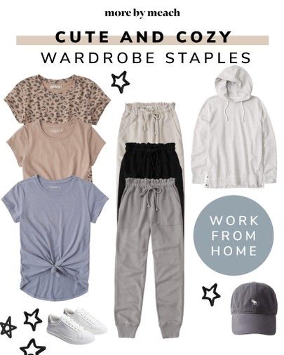 Work From Home Capsule Wardrobe, Cozy Cute Outfits, Sporty Mom Outfits, Wfh Wardrobe, Mix And Match Wardrobe, Chic Mom Outfits, Stylish Mom Outfits, Work From Home Outfit Ideas, Sporty Mom