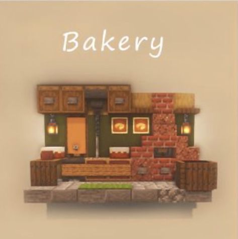 Minecraft Town Building Ideas, Small Minecraft Village House, Minecraft Bakery Ideas, Cozy Minecraft Interior, Minecraft Town Ideas Buildings, Minecraft Shops Ideas, Banner Design Minecraft, Minecraft Bakery, Minecraft Town Ideas