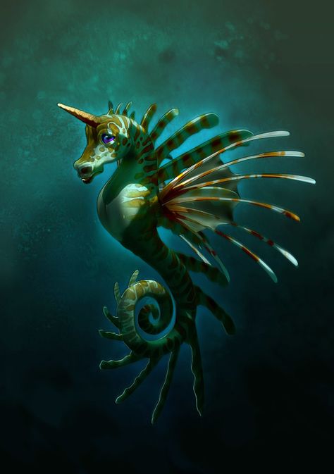 ArtStation - Sea Unicorn, Wiebke Scholz Sea Unicorn, Computer Art, Visionary Art, A Sea, Creature Design, Cartoon Styles, Deviantart, Animals, Art