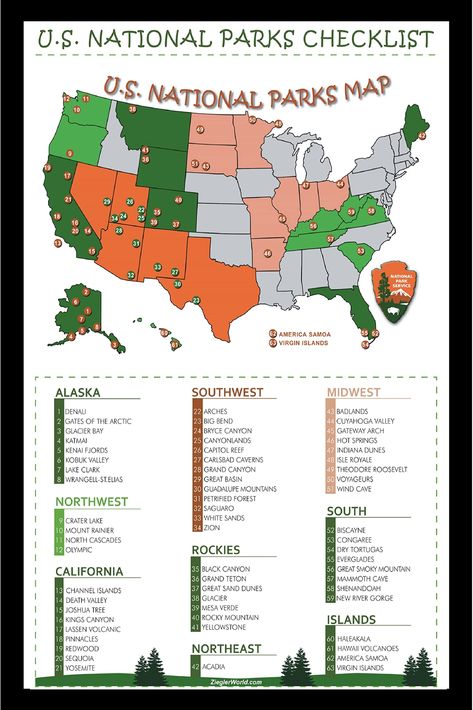 US National Parks Poster Checklist & Color Map - Ultimate list of 63 Parks Framed Art: Amazon.com: Office Products National Parks List, Us National Parks List, Us National Parks Map, Camping Checklist Family, South Dakota Road Trip, Survival Skills Emergency Preparedness, National Park Map, Makeup Images, Camping List