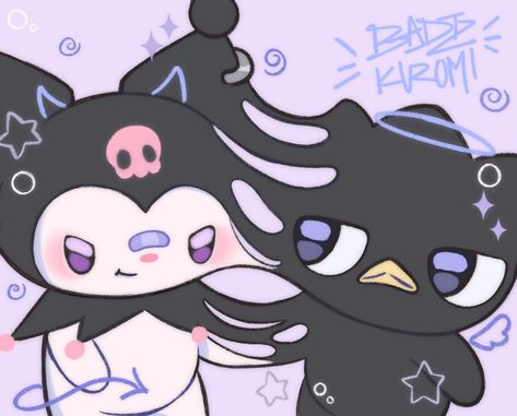 Badtz Maru Kuromi, Maru And Kuromi, Kuromi Matching, Kuromi Pfp, Pfp Matching, Badtz Maru, Witchy Wallpaper, Hello Kitty Art, Sanrio Wallpaper