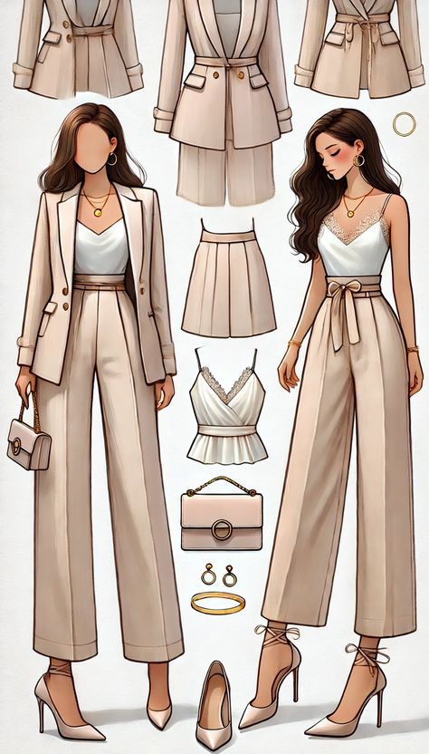 Boss Female Outfit, Office Outfits Women Illustration, Office Outfits Women Drawing, Suit Skirt Outfit Classy, Power Suits For Women Classy, Woman Suit Fashion Classy, Rising Aesthetic, Elegance Woman, 2025 Outfits